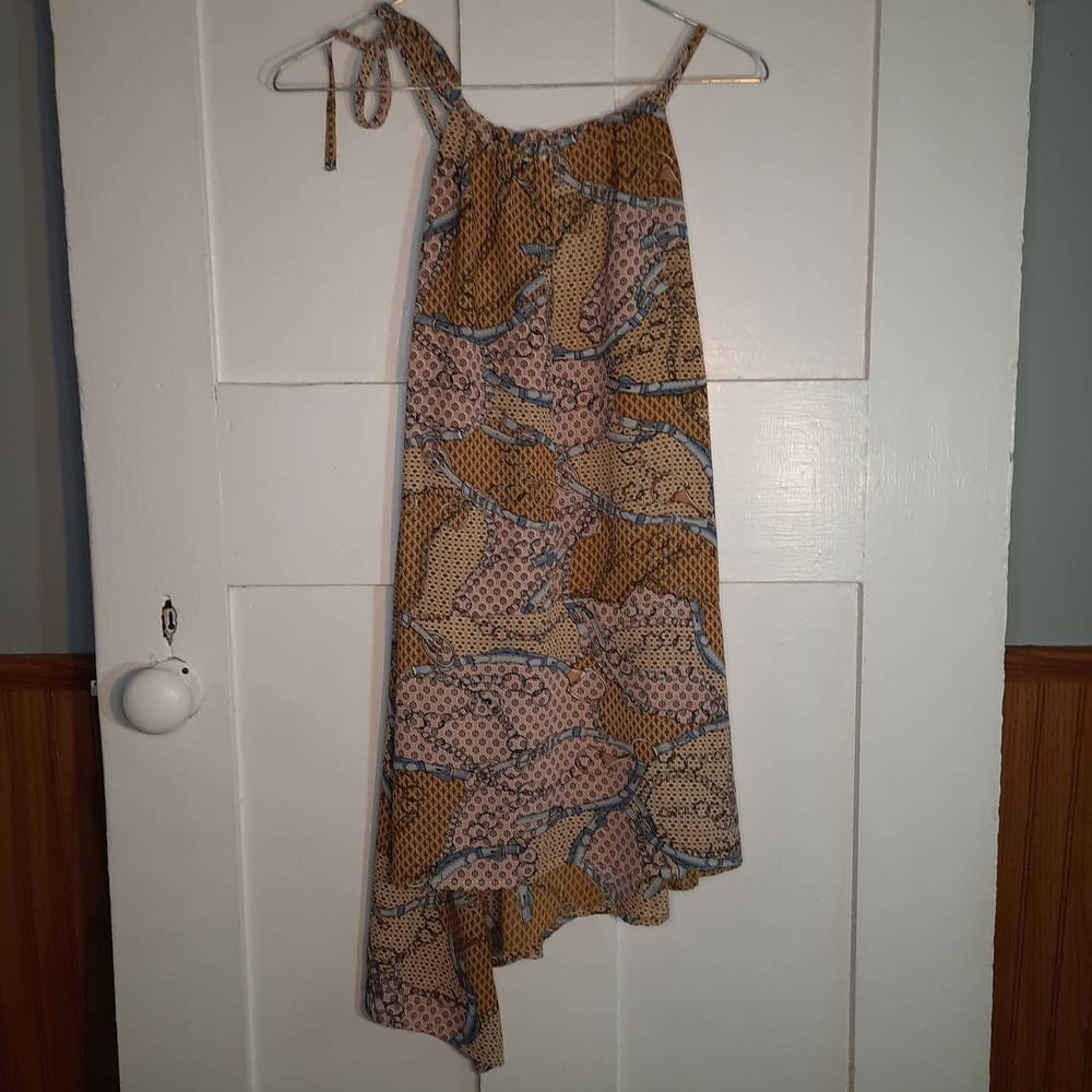 HAZEL NWT Pink Gold Asymmetrical Hem Tank Top MEDIUM